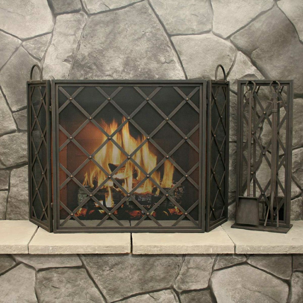 Iron Weave Tri Panel Screen | Plow & Hearth