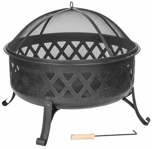 Wood Burning Fire Pit, Diamond Design, Black Finish | Plow & Hearth