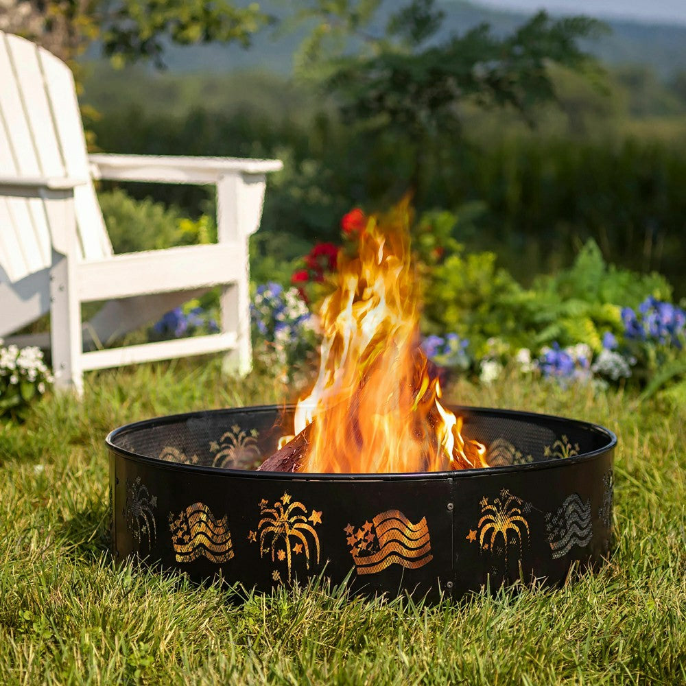 Flags and Fireworks Metal Fire Ring | Plow & Hearth