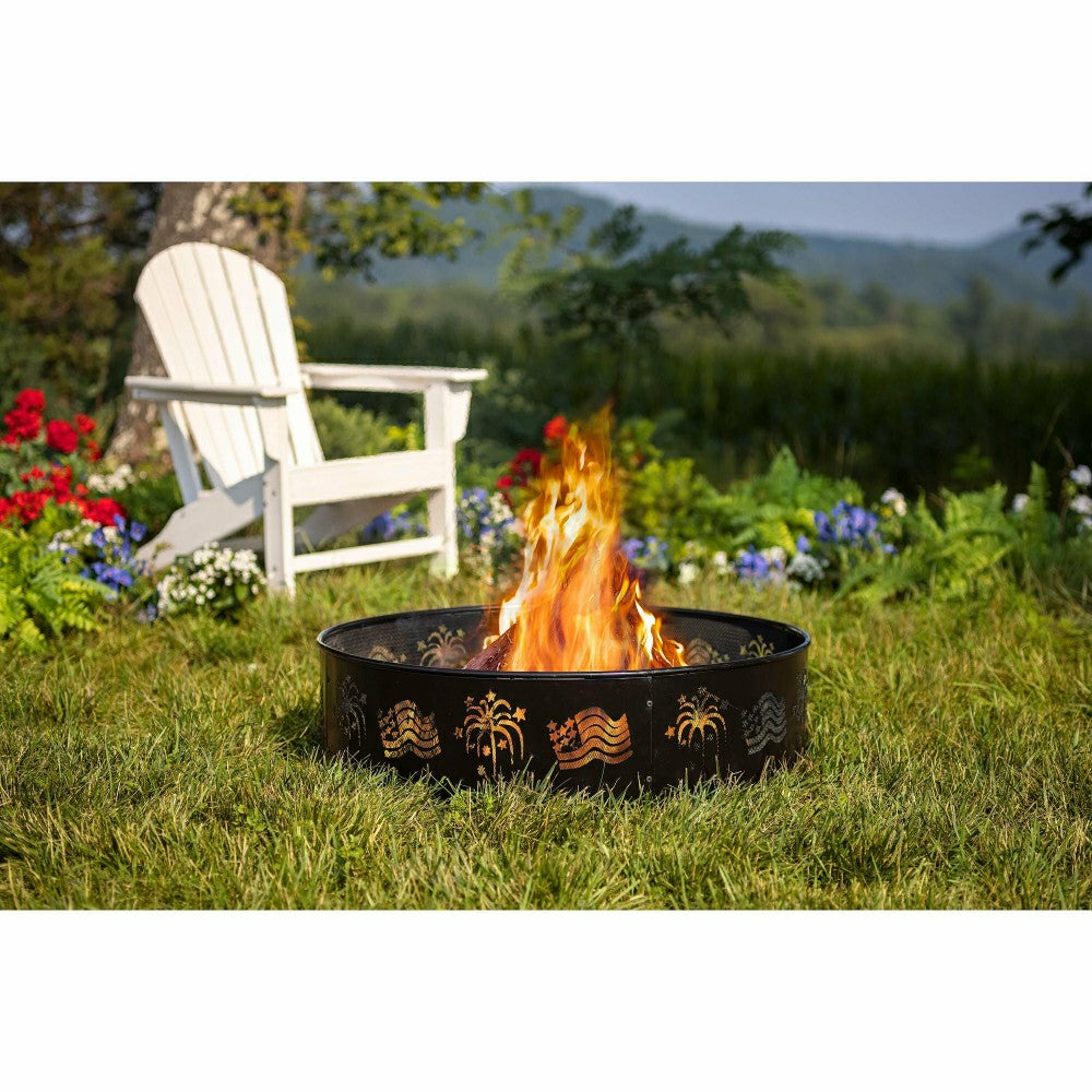 Flags and Fireworks Metal Fire Ring | Plow & Hearth