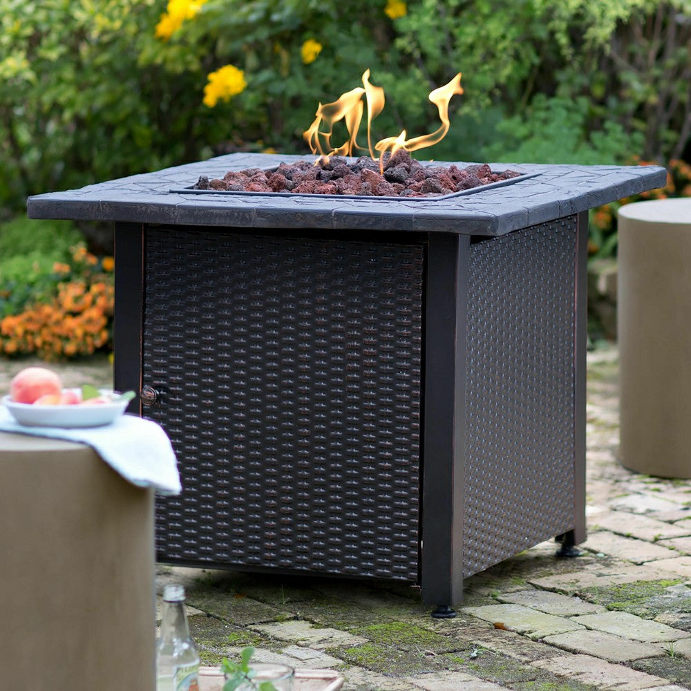 Wicker Propane Gas Fire Pit | Plow & Hearth