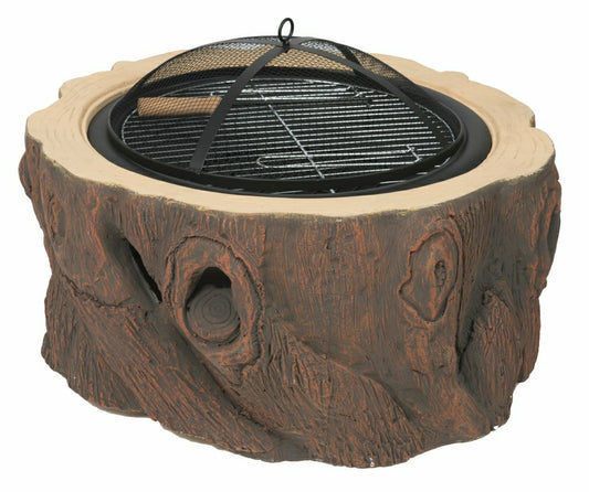 Wood Burning Fire Pit, Stump Design, Brown Finish | Plow & Hearth
