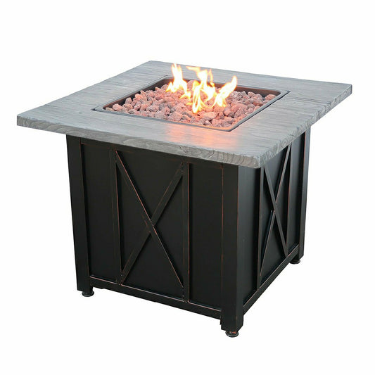 Delwood Outdoor Propane Gas Fire Pit with Resin Mantel | Plow & Hearth
