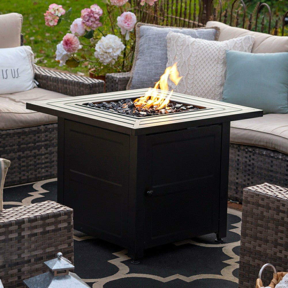Gilbert Outdoor LP Gas Fire Pit with Steel Mantel | Plow & Hearth