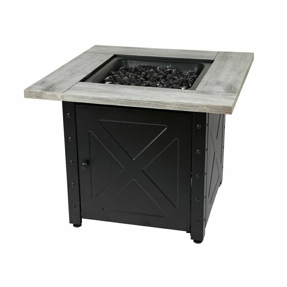 Barnesdale Outdoor LP Gas Fire Pit with Printed Resin Mantel, 30" | Plow & Hearth