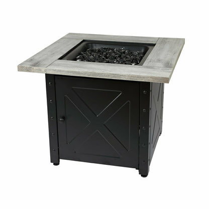 Barnesdale Outdoor LP Gas Fire Pit with Printed Resin Mantel, 30" | Plow & Hearth