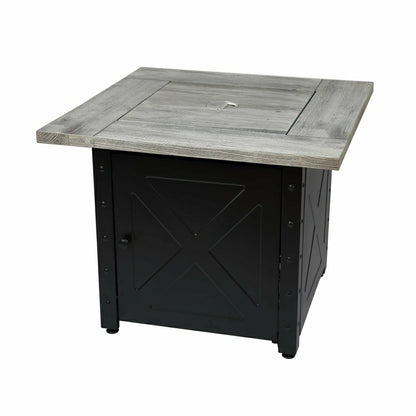 Barnesdale Outdoor LP Gas Fire Pit with Printed Resin Mantel, 30" | Plow & Hearth