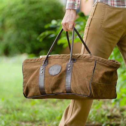 Heavy Duty Canvas Log Carrier w/Leather Handles | Plow & Hearth