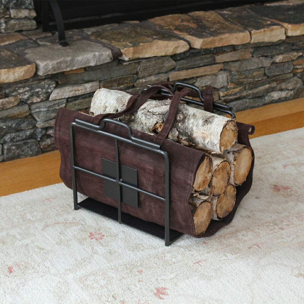 Wright Design Wood Holder with Suede Carrier | Plow & Hearth