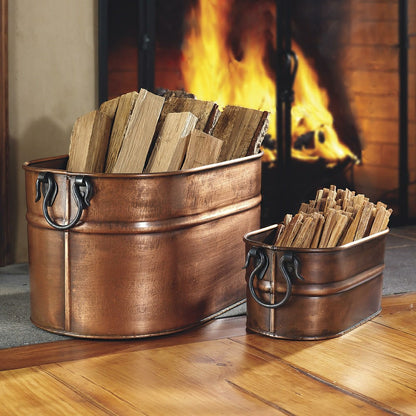Large Copper Firewood Bucket | Plow & Hearth