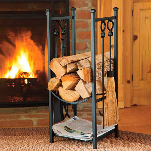 Wood Rack With Tools | Plow & Hearth