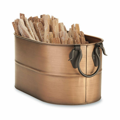 Small Metal Firewood Bucket w/Copper Finish | Plow & Hearth