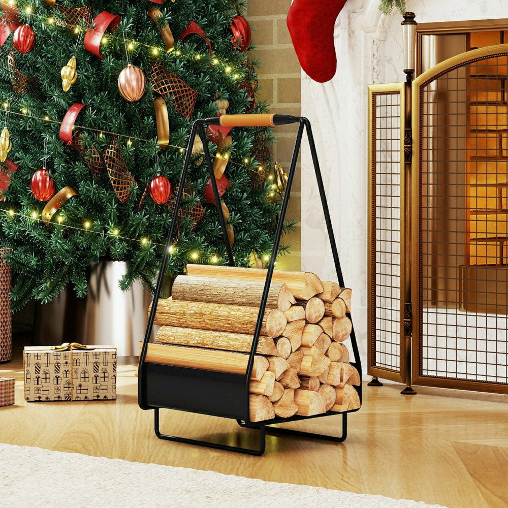 Metal Log Holder with Handle | Plow & Hearth