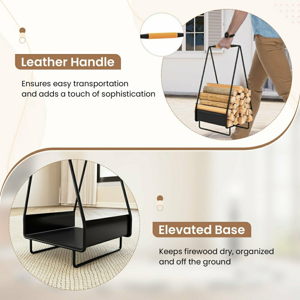 Metal Log Holder with Handle | Plow & Hearth