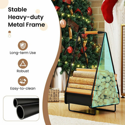 Metal Log Holder with Handle | Plow & Hearth