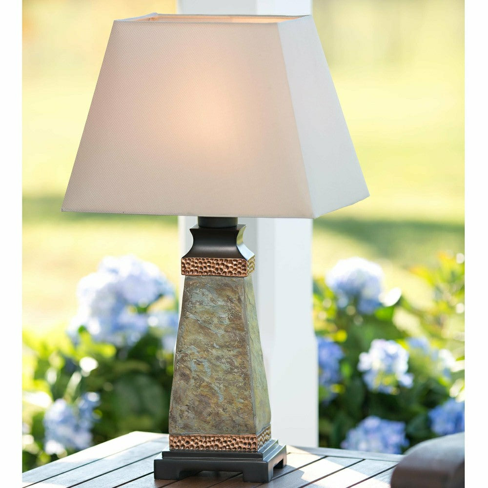 Weatherproof Slate Outdoor Table Lamp | Plow & Hearth