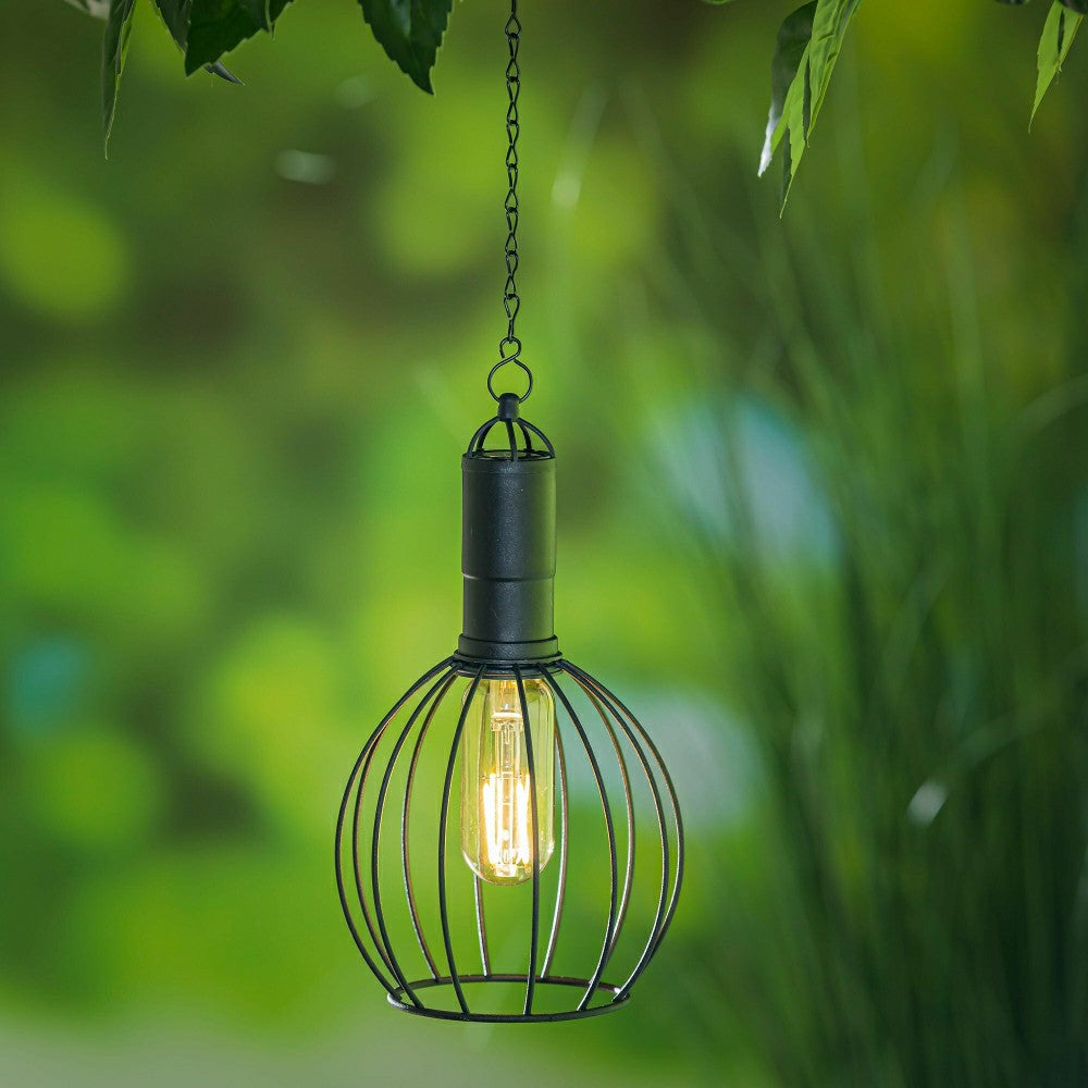 19.6" Solar Hanging Lantern with Chain and LED Bulb, Rounded | Plow & Hearth