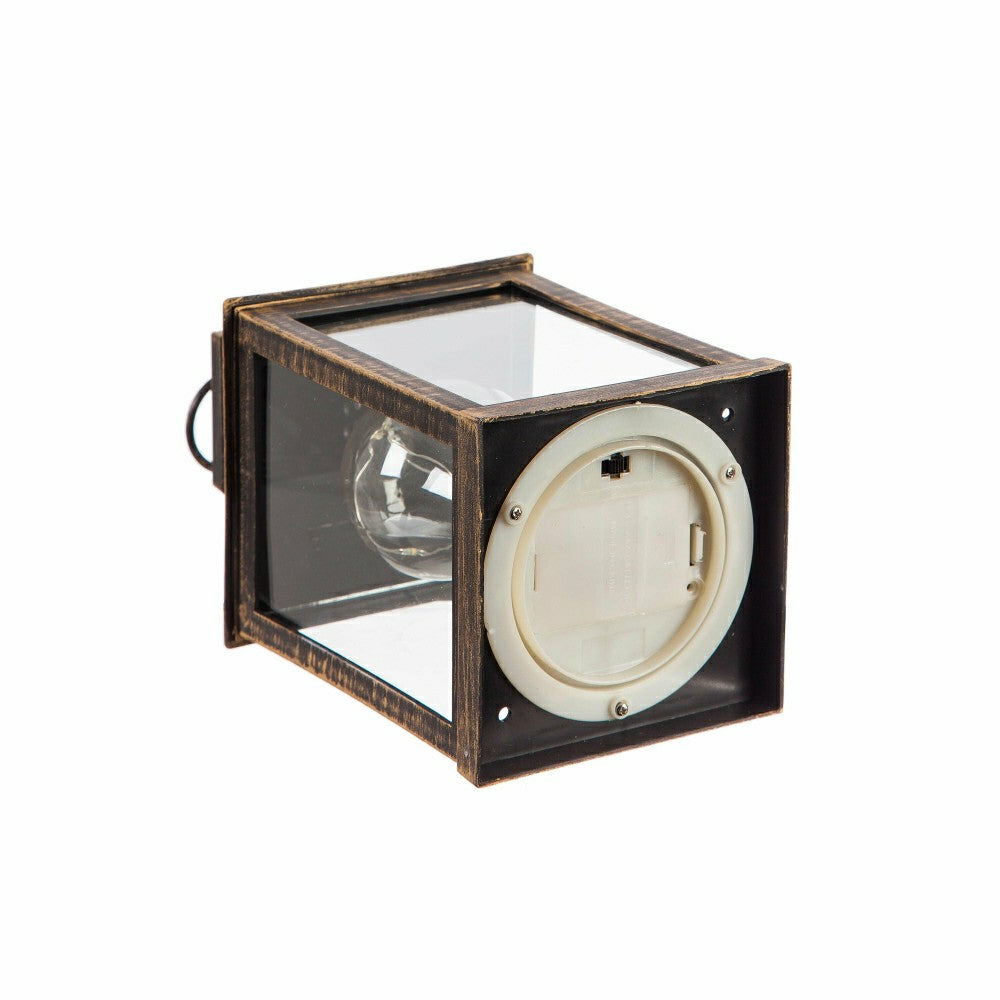 8.5"H Battery Operated Twinkling Light Bulb Lantern, Black with Brushe | Plow & Hearth