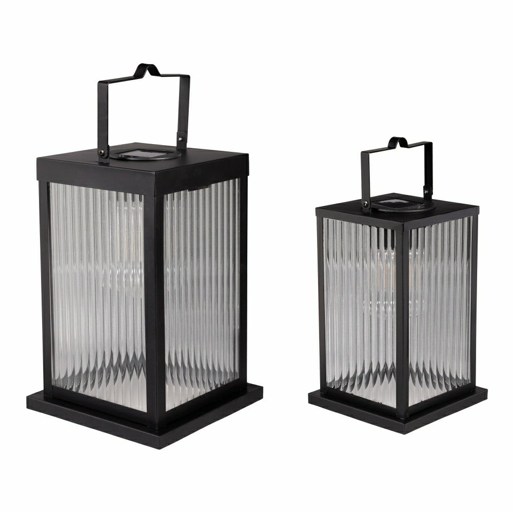 Solar Metal Lantern with Edison Bulbs, Set of 2 | Plow & Hearth