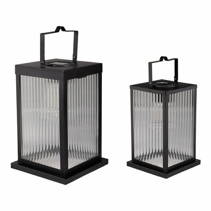 Solar Metal Lantern with Edison Bulbs, Set of 2 | Plow & Hearth