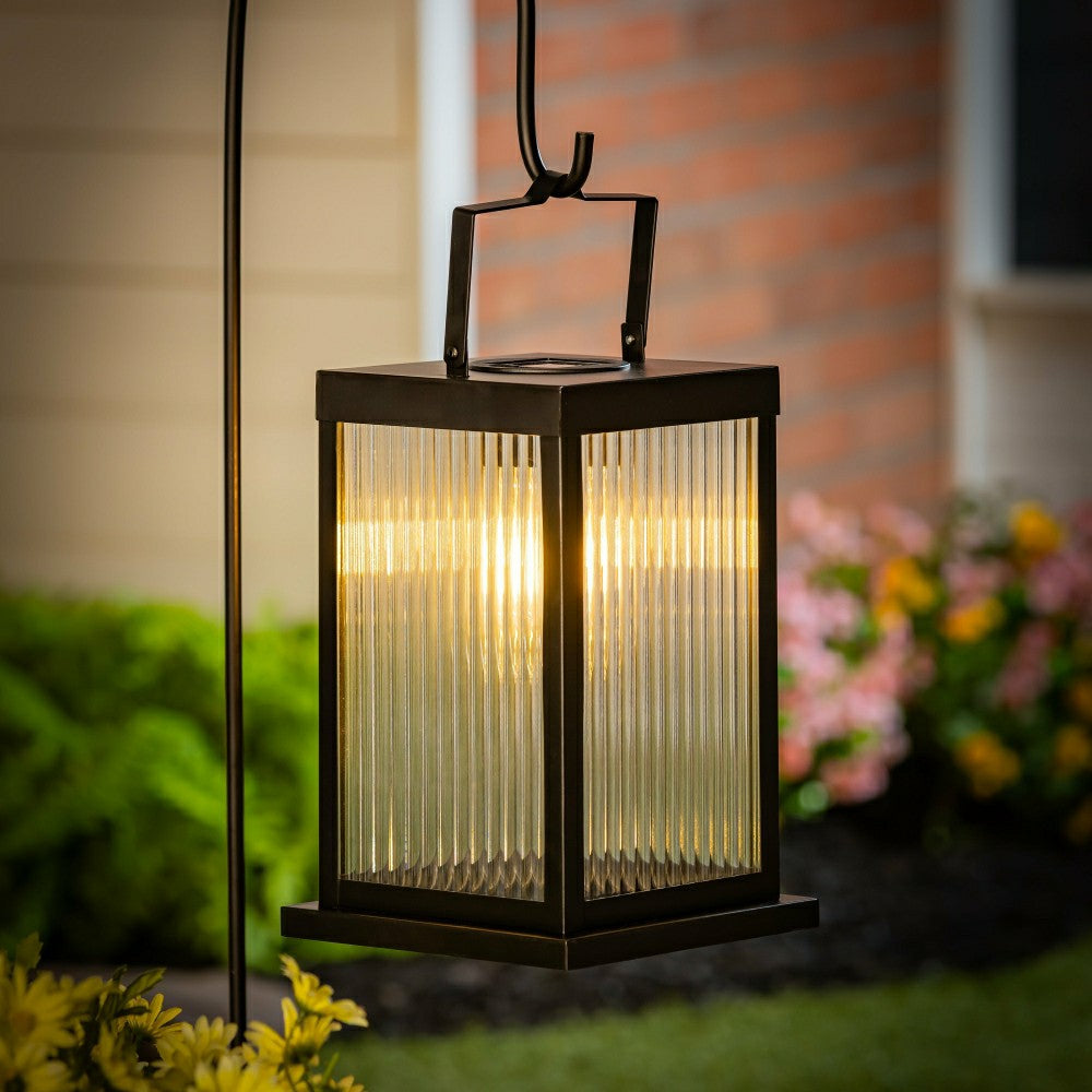 Solar Metal Lantern with Edison Bulbs, Set of 2 | Plow & Hearth