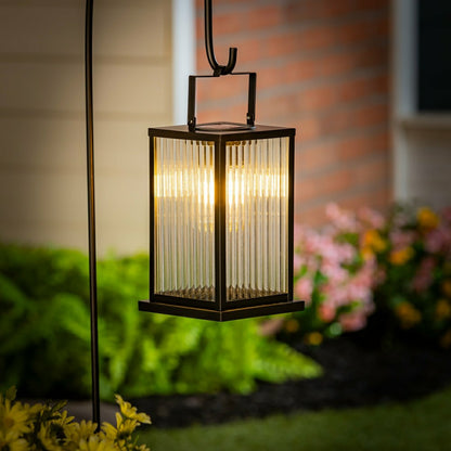 Solar Metal Lantern with Edison Bulbs, Set of 2 | Plow & Hearth