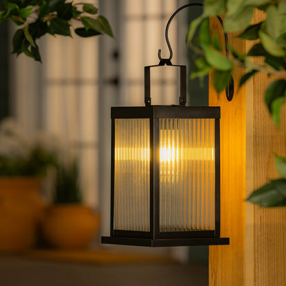 Solar Metal Lantern with Edison Bulbs, Set of 2 | Plow & Hearth