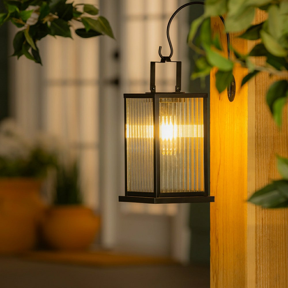 Solar Metal Lantern with Edison Bulbs, Set of 2 | Plow & Hearth