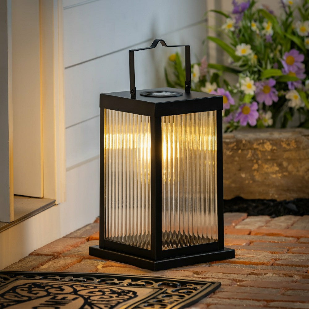 Solar Metal Lantern with Edison Bulbs, Set of 2 | Plow & Hearth