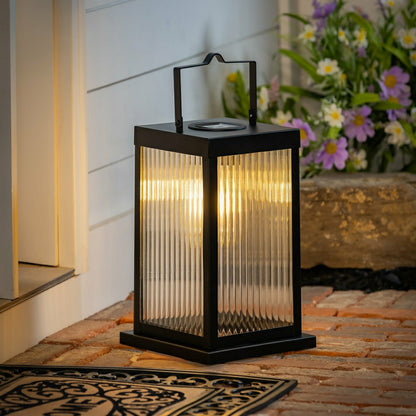 Solar Metal Lantern with Edison Bulbs, Set of 2 | Plow & Hearth