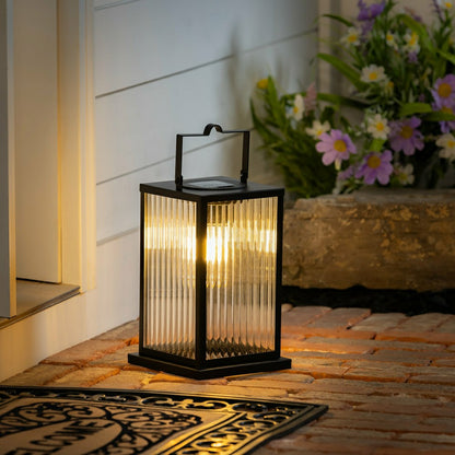 Solar Metal Lantern with Edison Bulbs, Set of 2 | Plow & Hearth