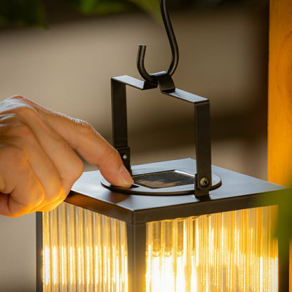 Solar Metal Lantern with Edison Bulbs, Set of 2 | Plow & Hearth