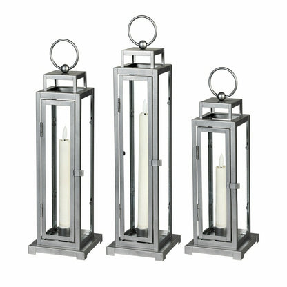 Tower Lantern LED Tapered Set of 3 with Gray Finish | Plow & Hearth