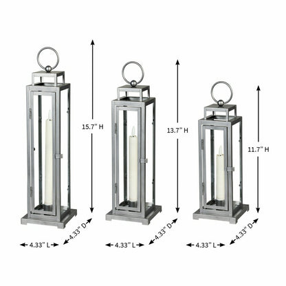 Tower Lantern LED Tapered Set of 3 with Gray Finish | Plow & Hearth