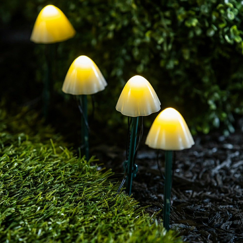 Solar Mushroom String Light Stakes | Plow & Hearth