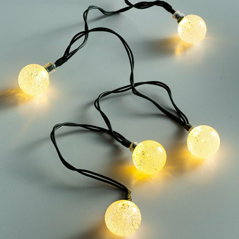 Multi-Function Solar Ball String Lights With Warm White LEDs | Plow & Hearth
