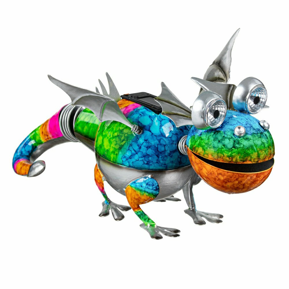 Solar Metal Gradient Chameleon Garden Statue | Plow & Hearth