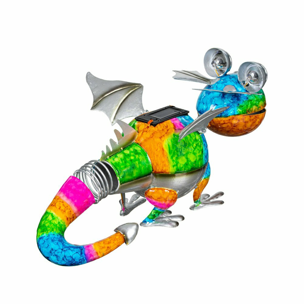 Solar Metal Gradient Chameleon Garden Statue | Plow & Hearth