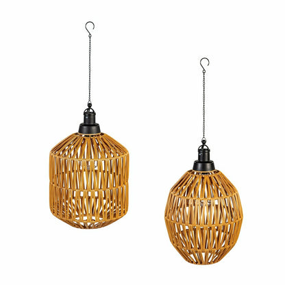 Woven Hanging Pendant Solar Lantern, Set of 2 | Plow & Hearth