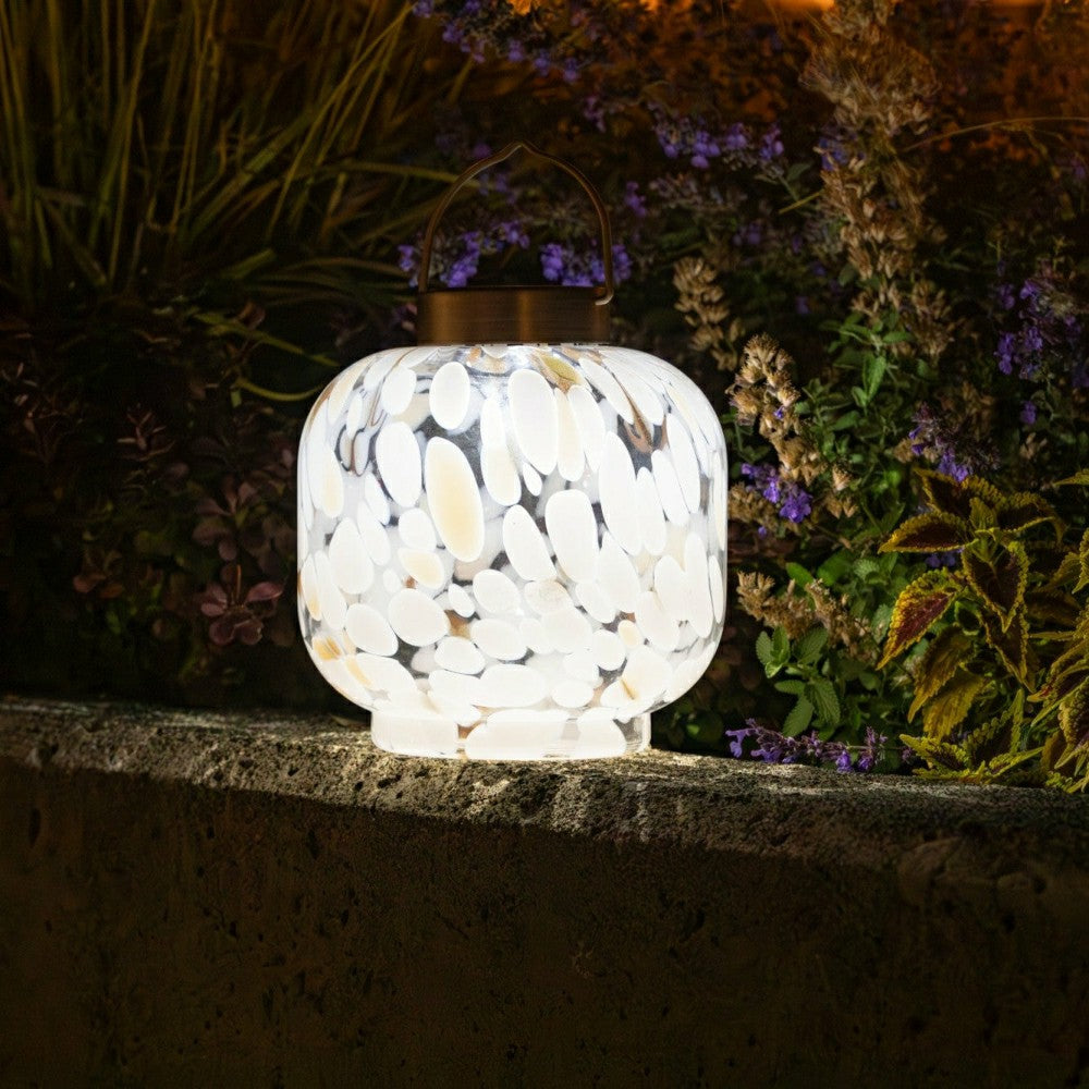 Cabin Solar Lantern Handblown Glass, 8" | Plow & Hearth