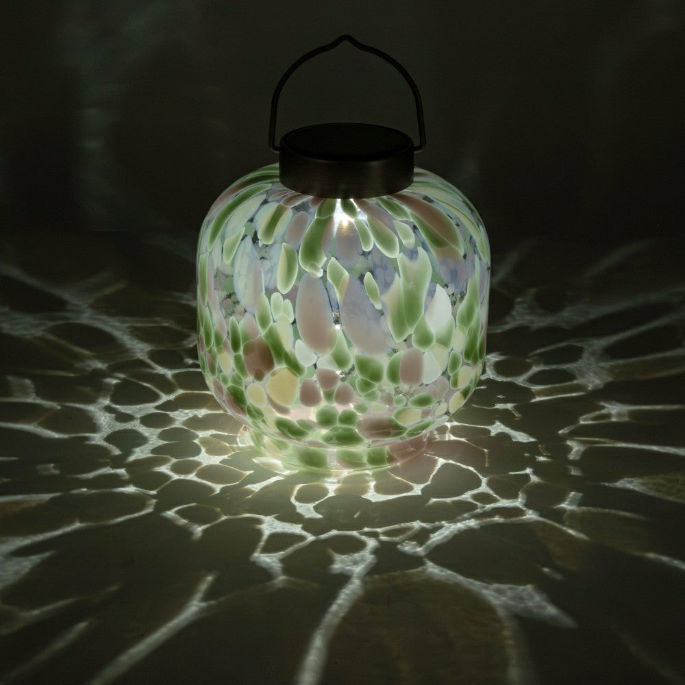 Cabin Solar Lantern Handblown Glass, 8" | Plow & Hearth