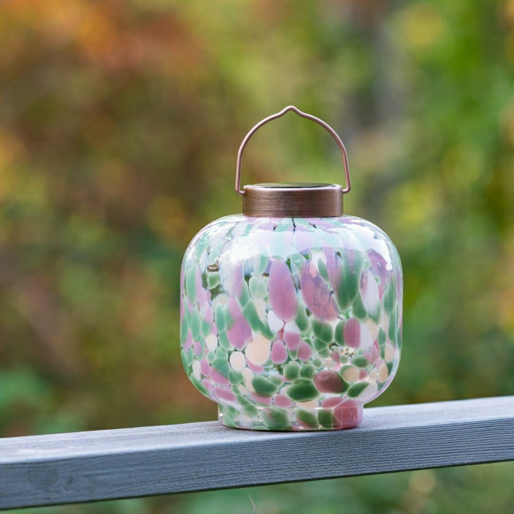 Cabin Solar Lantern Handblown Glass, 8" | Plow & Hearth