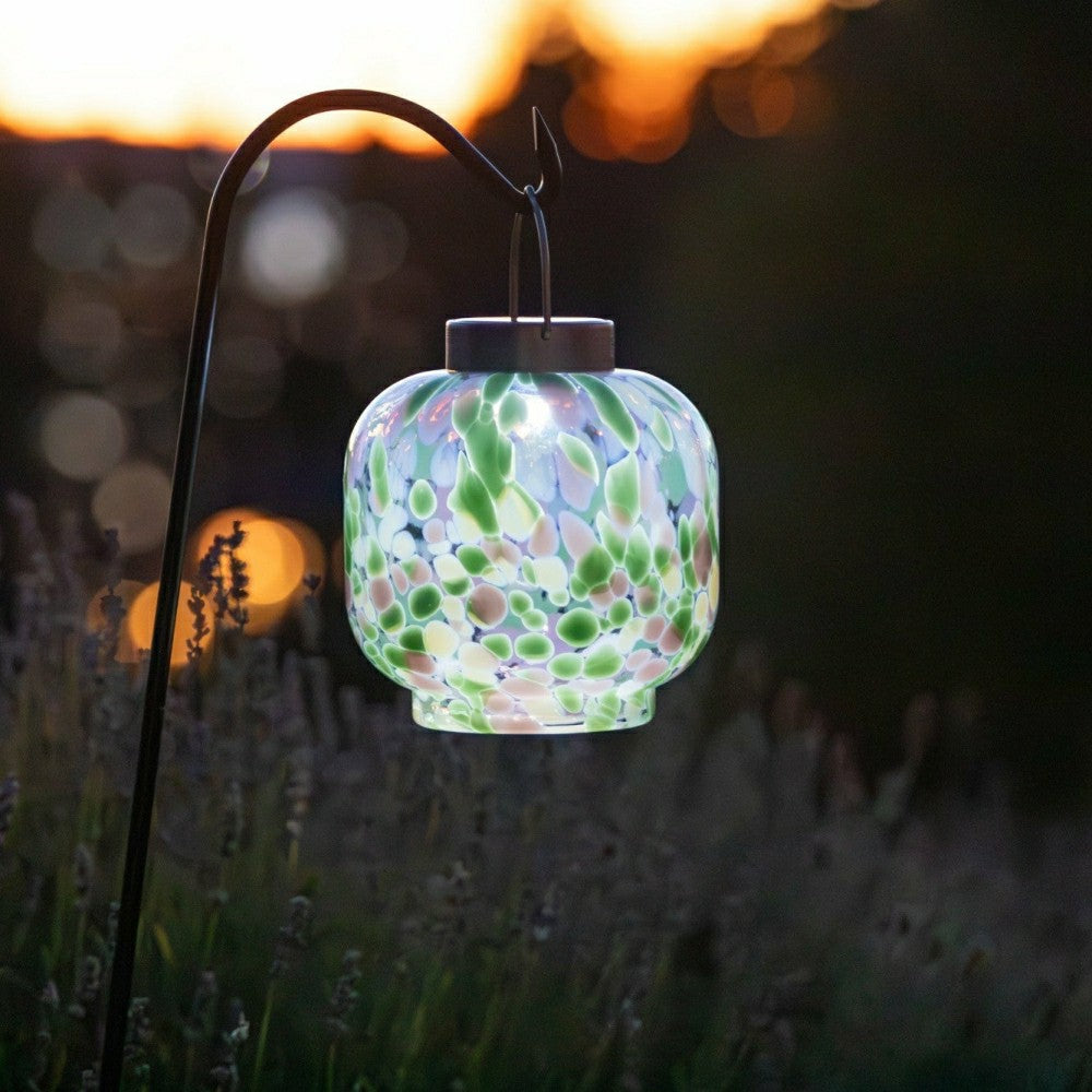 Cabin Solar Lantern Handblown Glass, 8" | Plow & Hearth