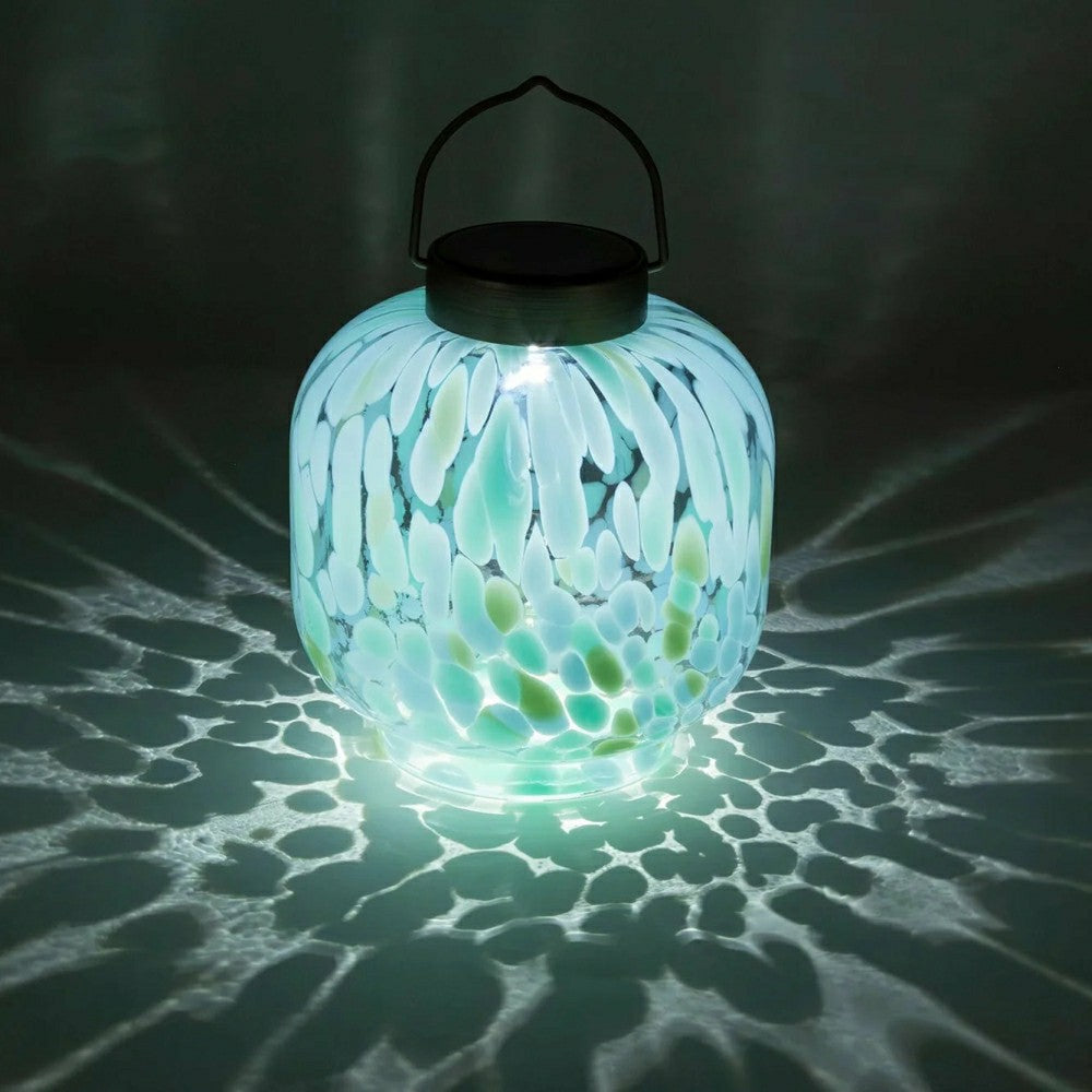 Cabin Solar Lantern Handblown Glass, 8" | Plow & Hearth