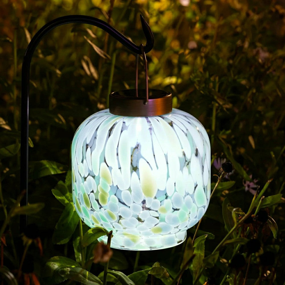 Cabin Solar Lantern Handblown Glass, 8" | Plow & Hearth