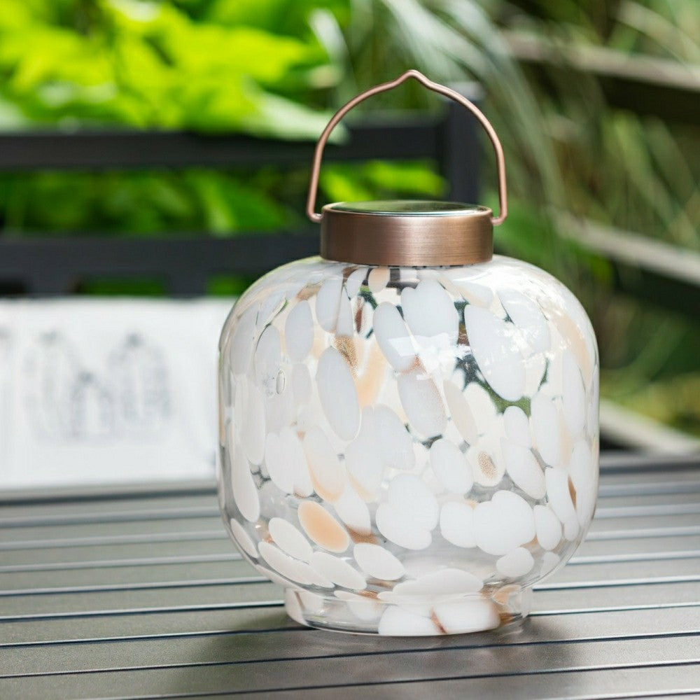 Cabin Solar Lantern Handblown Glass, 8" | Plow & Hearth