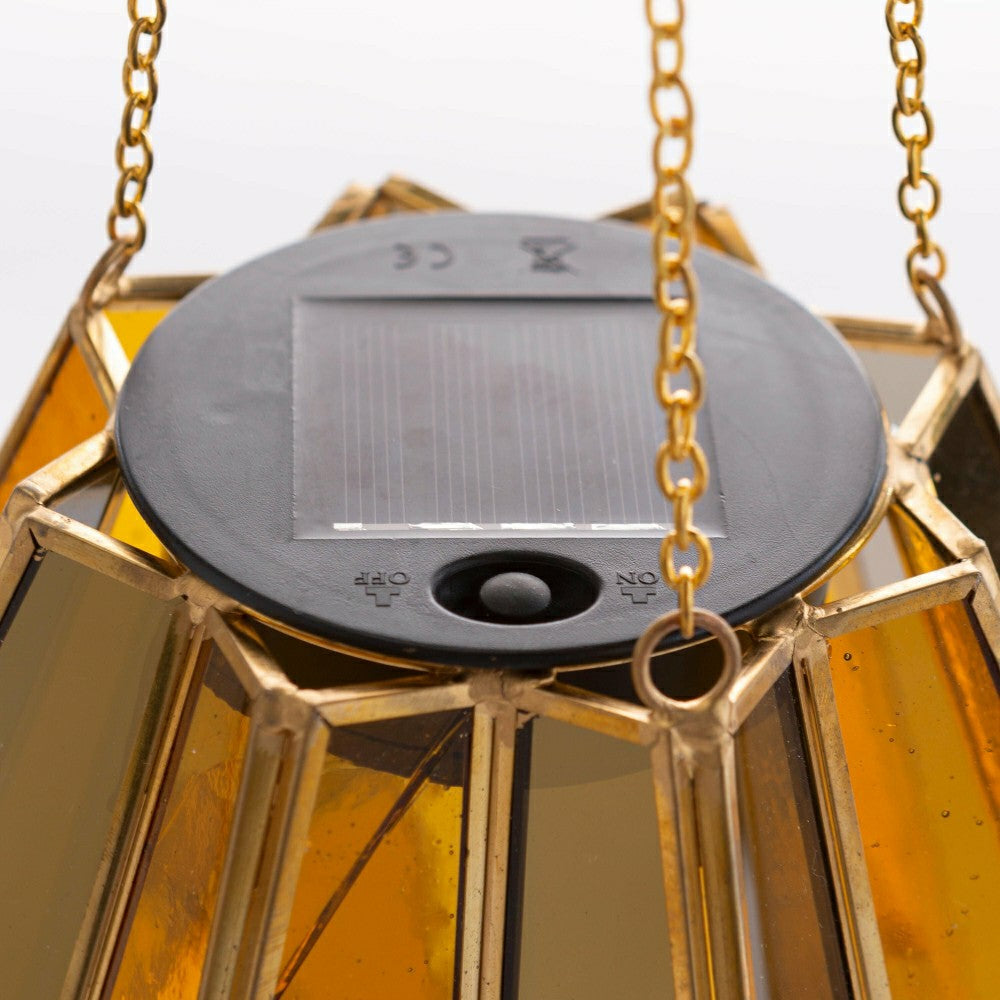 Golden Glass Hanging Solar Light | Plow & Hearth
