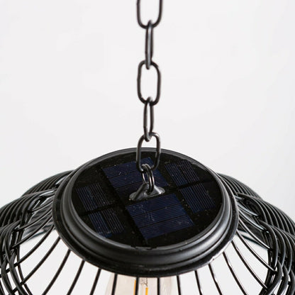 All-Weather Wicker Solar Pendant Lamp, Small, Black | Plow & Hearth