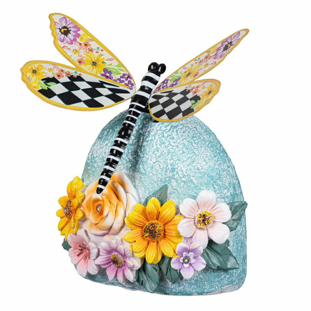 Courtly Check Dragonfly Metal LED Solar Garden Statue | Plow & Hearth