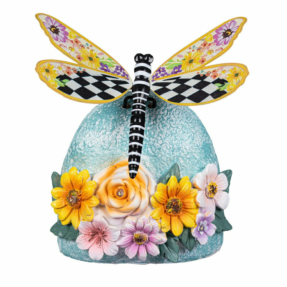 Courtly Check Dragonfly Metal LED Solar Garden Statue | Plow & Hearth